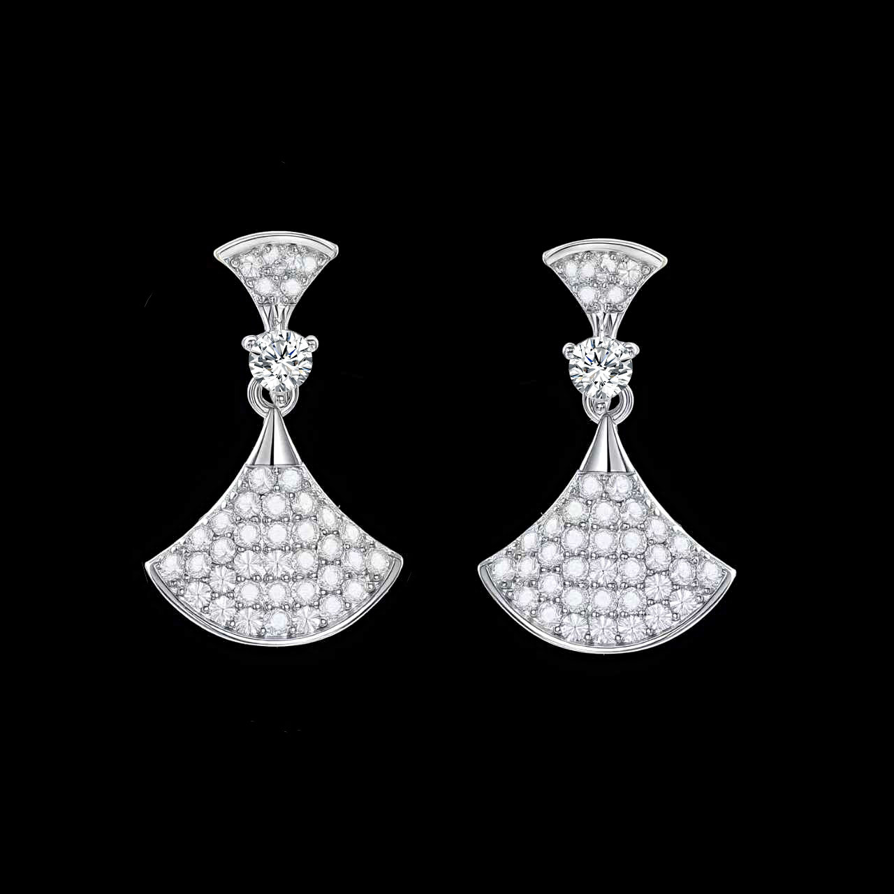 925银莫桑石耳饰  ——木木（M788）纯银满镶裙子莫桑耳环