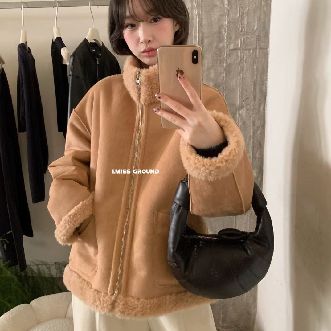 imiss@2222 韩系百搭毛毛加厚短外套 12-25