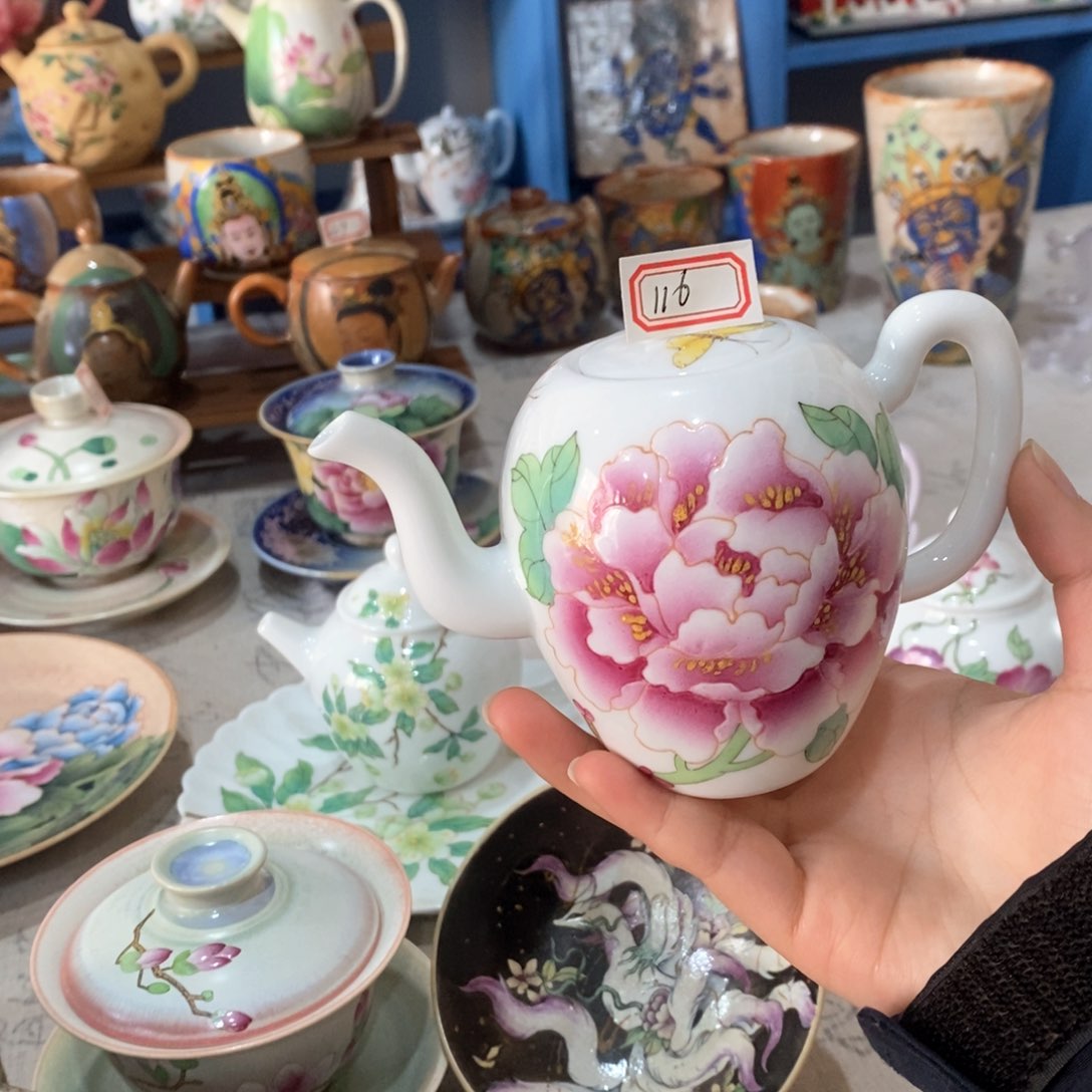 微瑕景德镇手工手绘画片杯杯