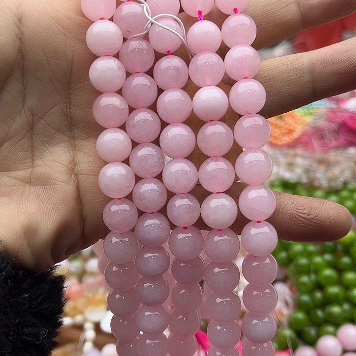 玛瑙/玉髓珠宝半成品未镶嵌一条10mm粉晶