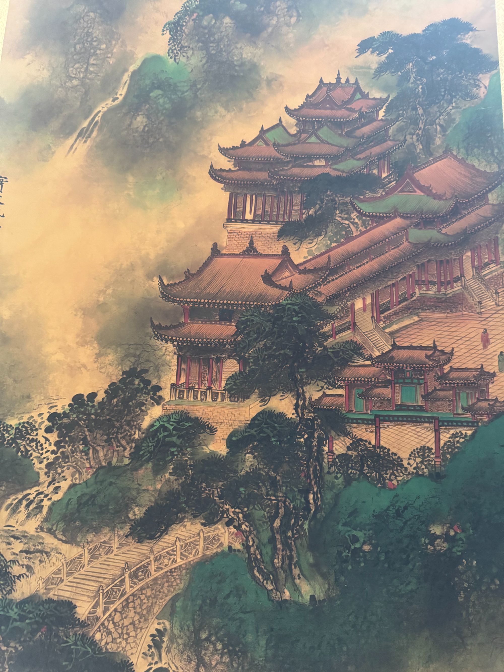 精装裱六尺中堂绢布玄关多场景仙山楼阁