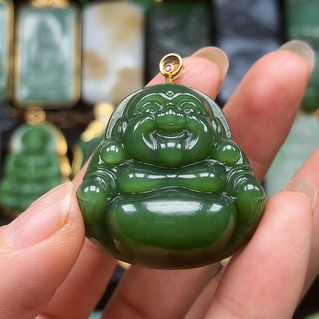 和田玉18K金镶嵌颈饰