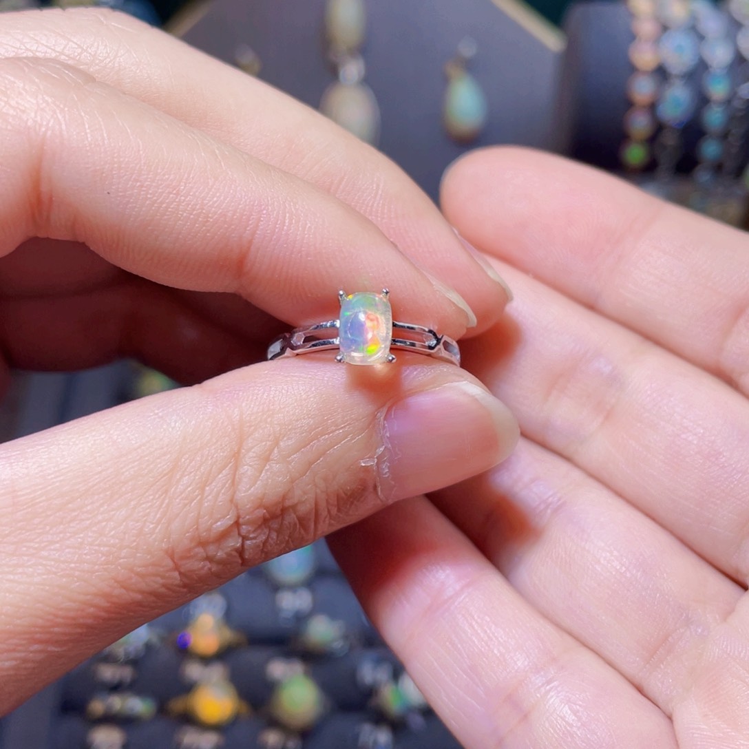 欧泊戒指）银S925镶嵌