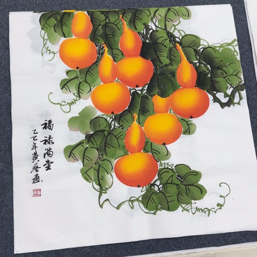 国画尺寸70X70手绘作品