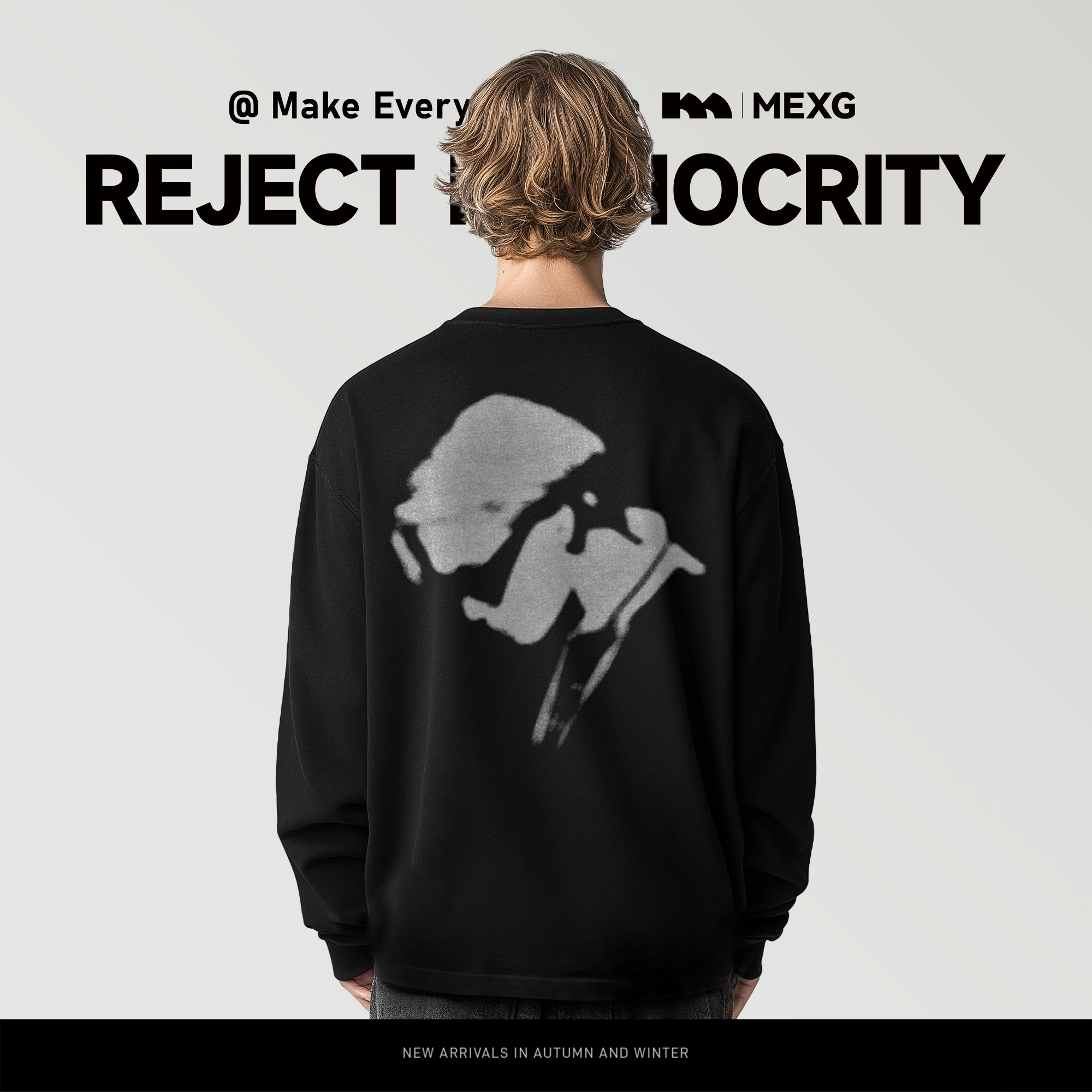 【"模糊人头"长袖】MEXG！街头艺术！舒适宜人！悠享休闲宁静长袖T090