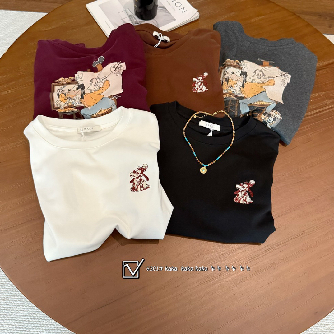 宽松型圆领卡通动漫短袖染色T恤夏季百搭休闲工装风
