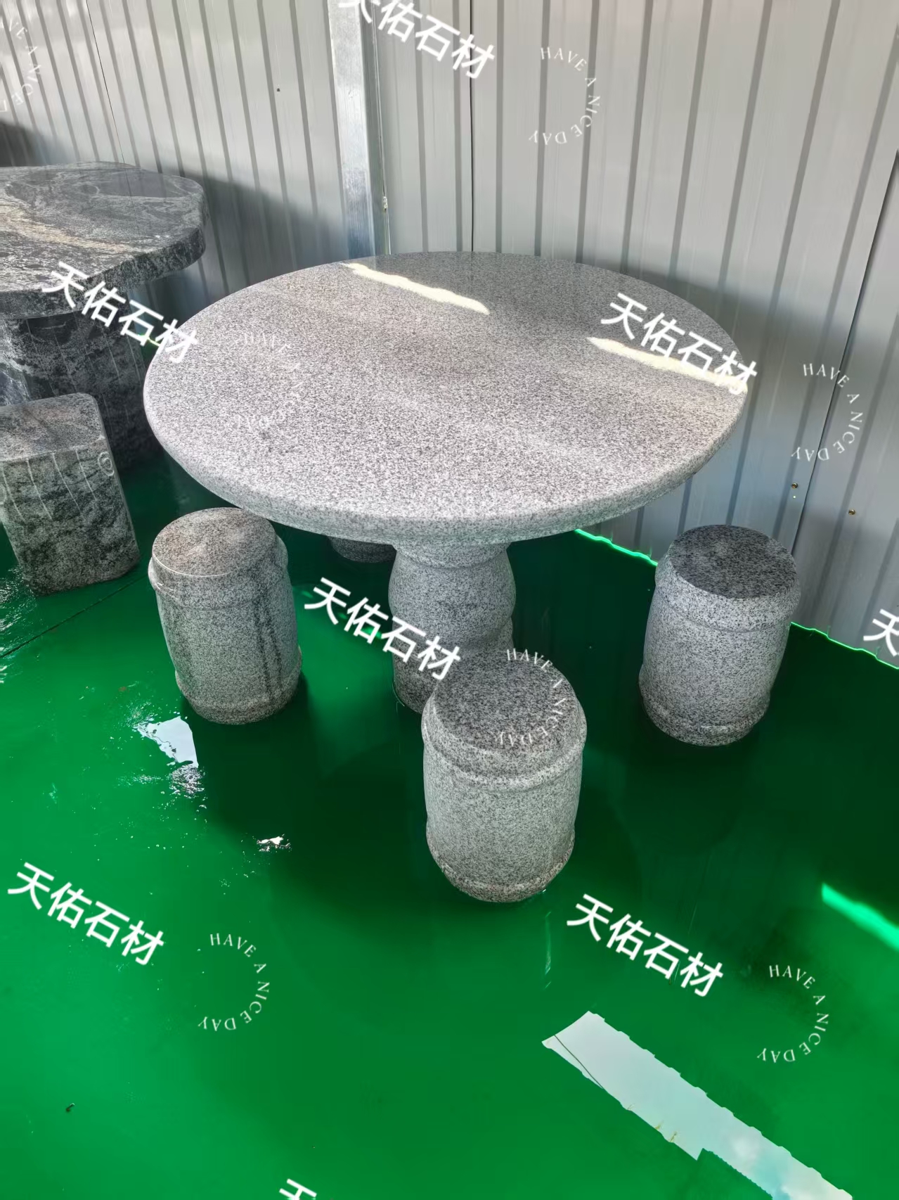 （不包邮，需到县城或者市区物流站提货）芝麻白石桌户外别墅庭院
