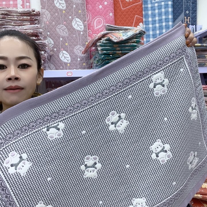 棉紫色小熊纯棉棉