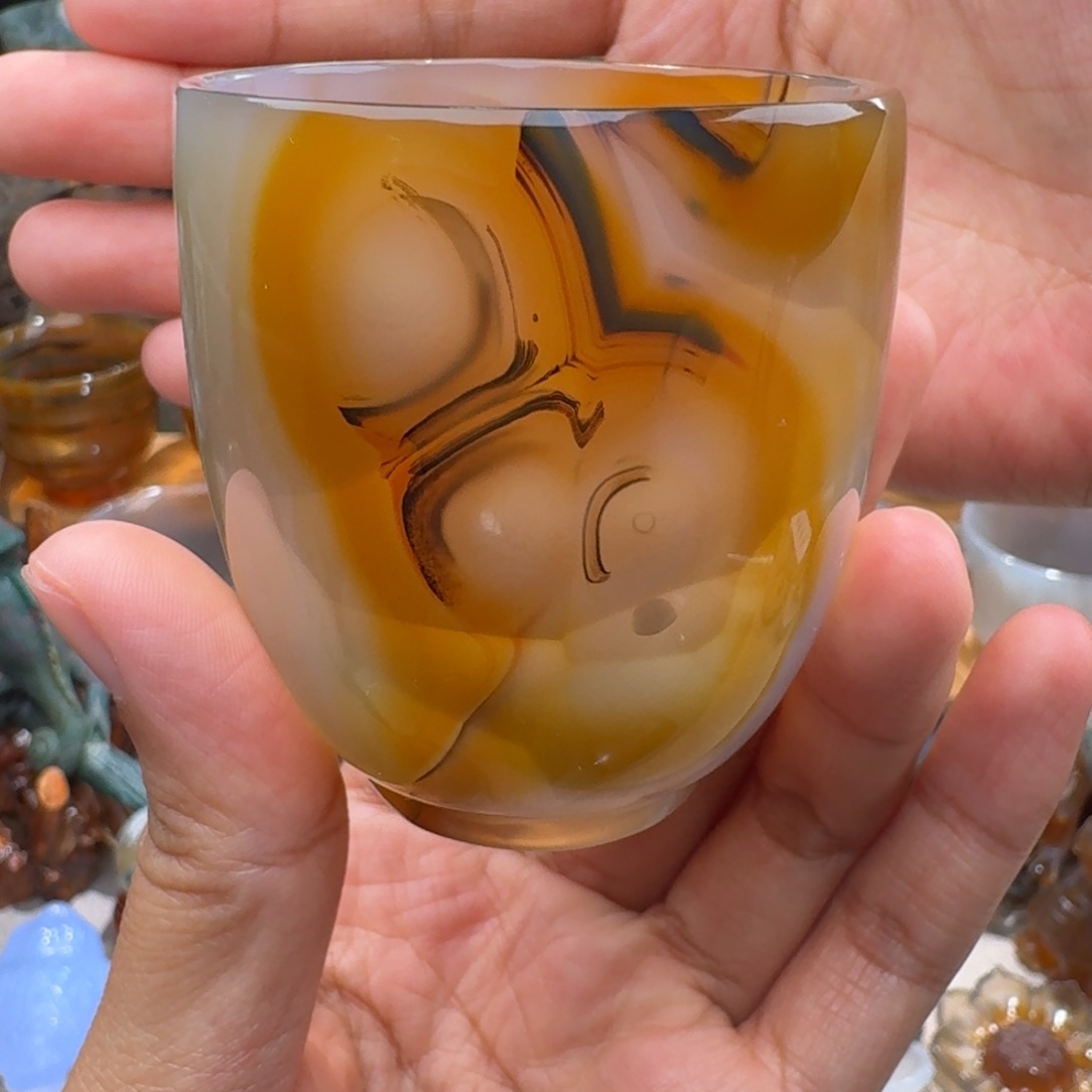 玛瑙/玉髓玛瑙茶杯70毫升未镶嵌