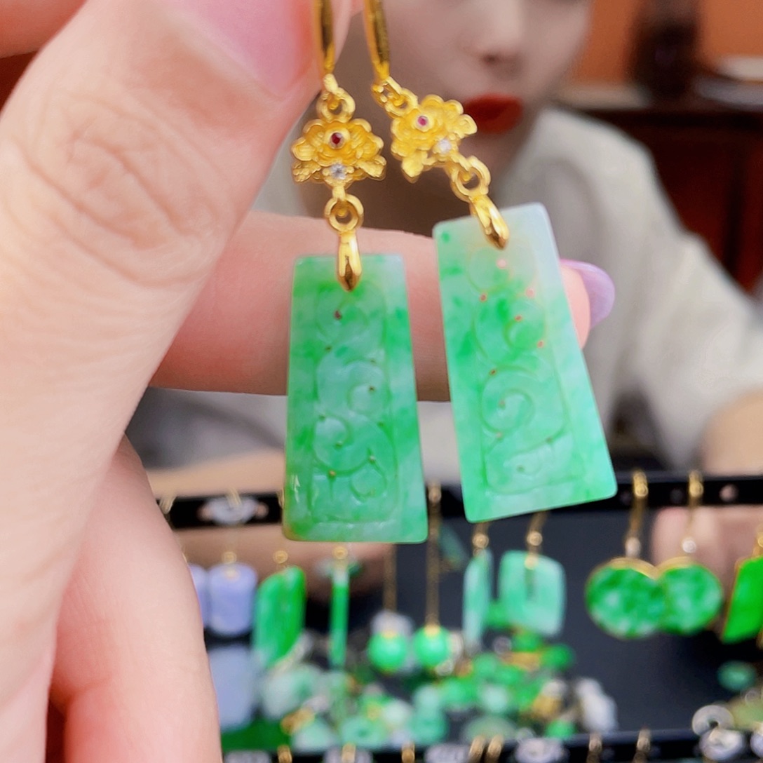 翡翠未镶嵌耳饰饰品