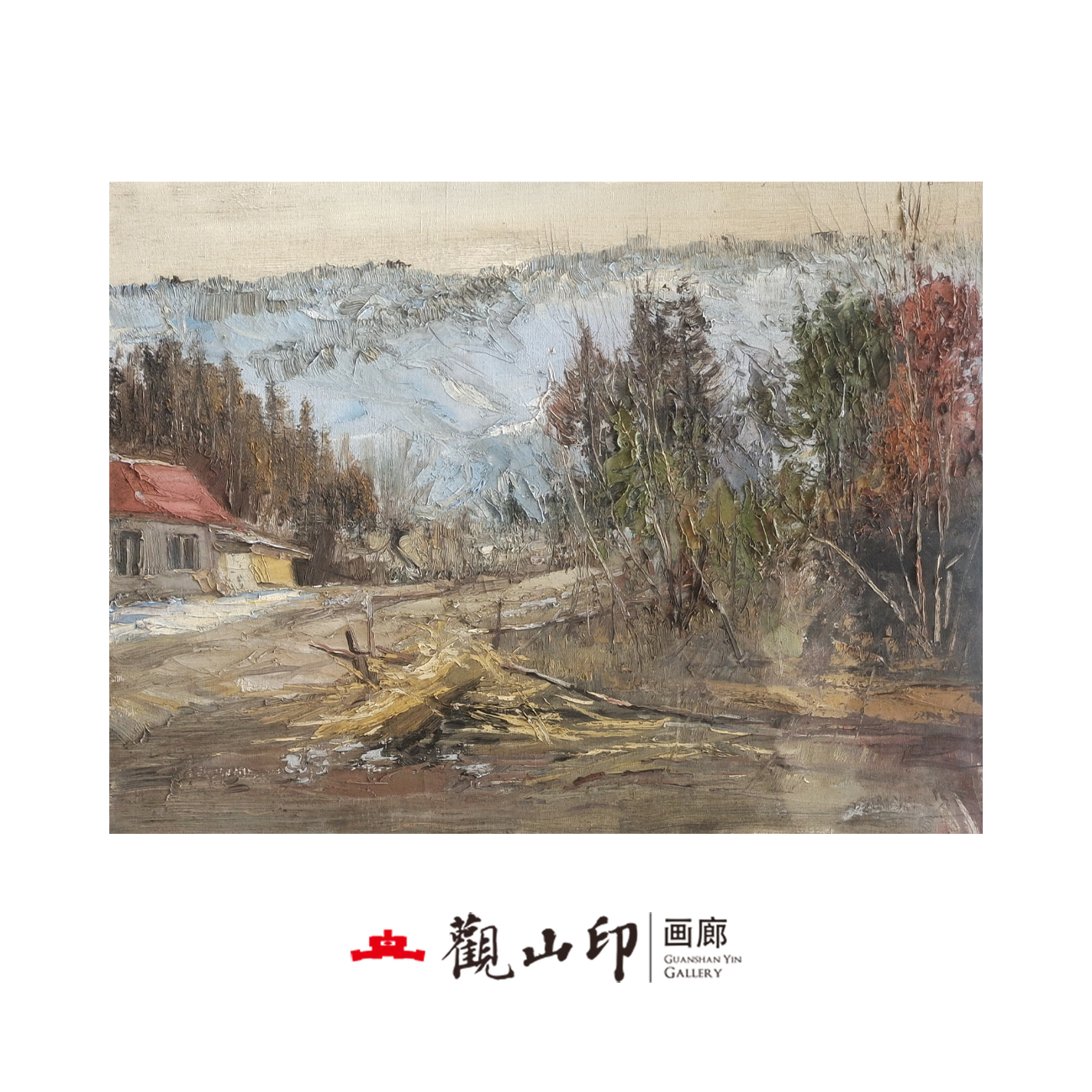 SMK原创手绘风景油画60x80cm中古美式风客厅沙发背景挂画3441