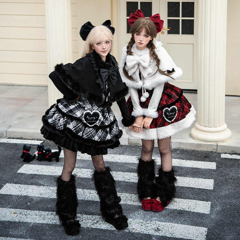 来信与诗·雪夜愿曲小物｜WP原创副牌三段格纹jsk加绒披肩双子冬