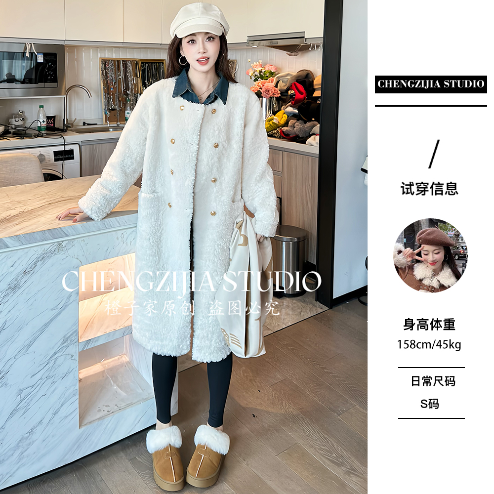 【裴诗婷】WT0393双排扣长款大衣外套