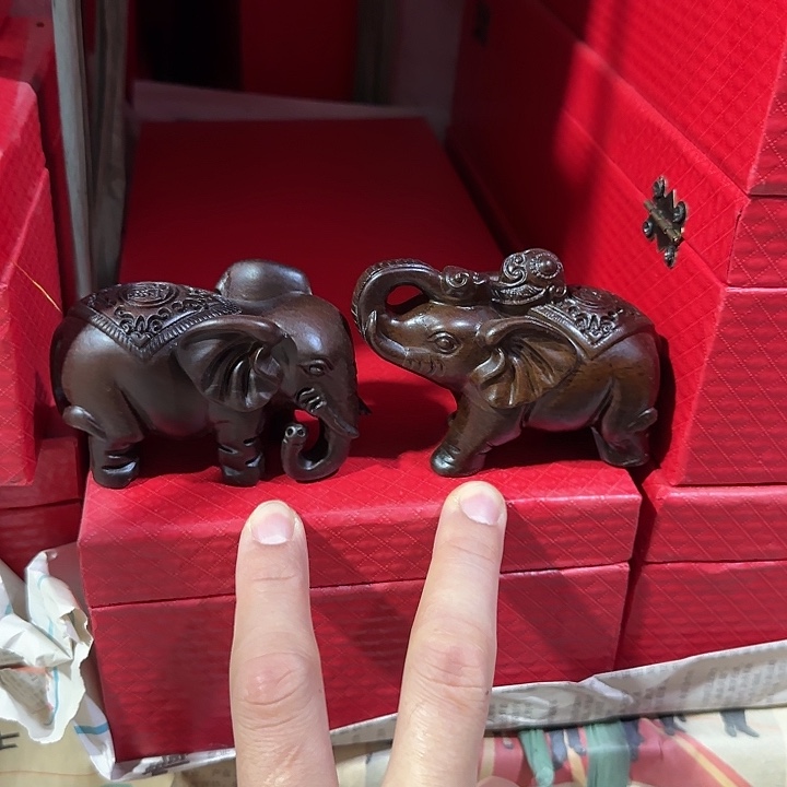 木黑檀木10如意上下象一对