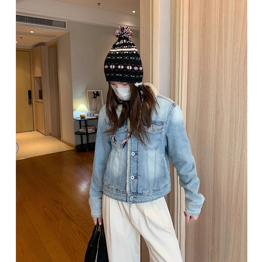 mcc lemons 宅女同款 牛仔水洗复古棉服夹克外套女冬