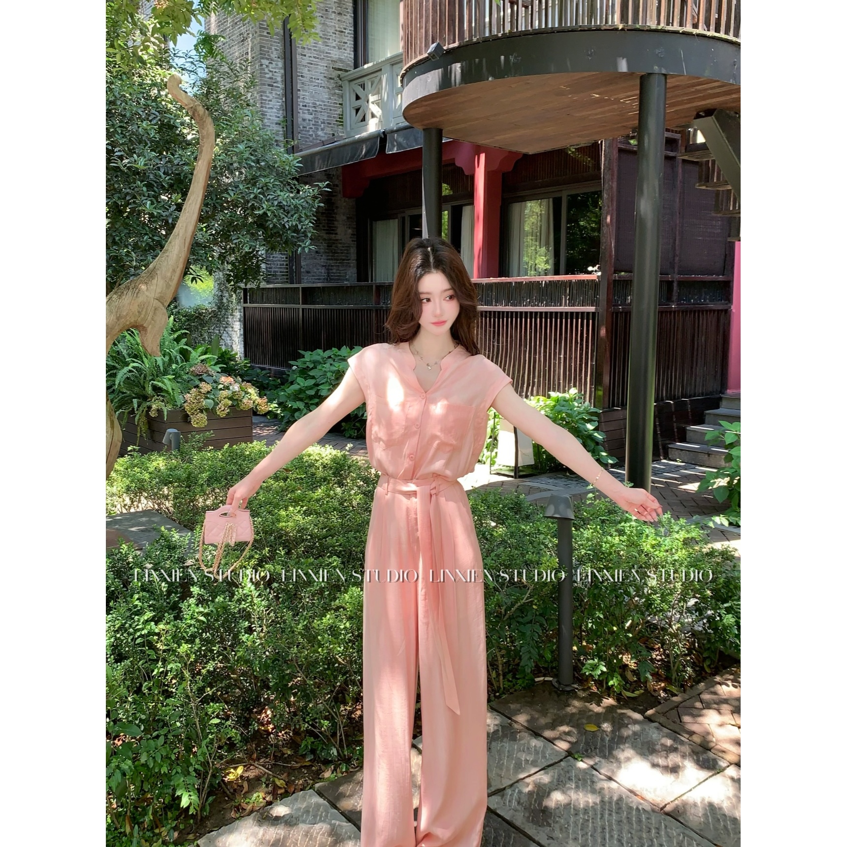 西恩定制●【罗曼蒂克】极简风温柔两件套上衣裤子套装LNX5TZ2313