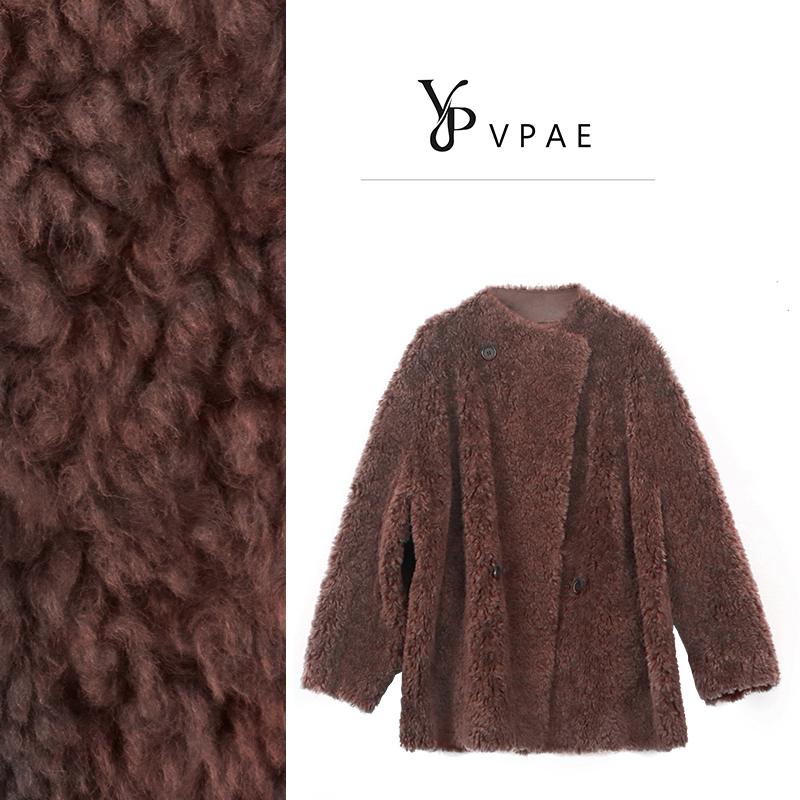 VPAE 北国雪夜丨小湖羊暖冬廓形立领卷毛皮草外套 25705