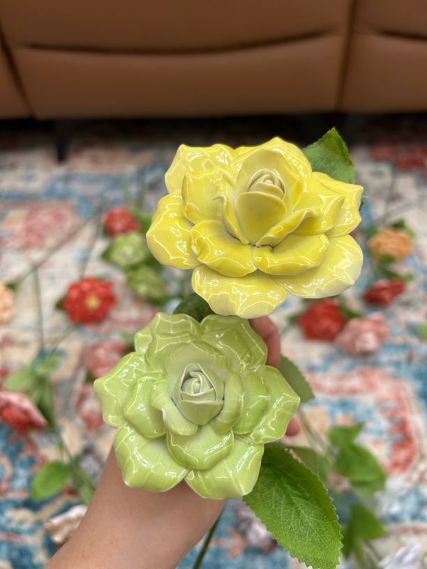 陶瓷大玫瑰 景德镇纯手工陶瓷