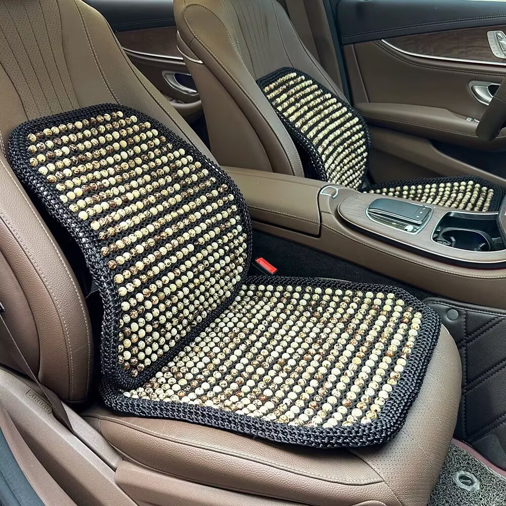 两件套 手钩款【腰靠+方垫】菩提子汽车坐垫 夏季凉感坐垫