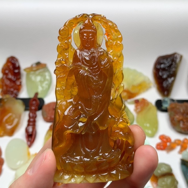 岫玉玉石王花玉精品观音