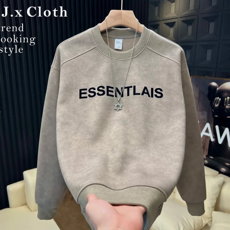 2025秋季时尚棉质圆领长袖男士卫衣字母印花宽松打底衫L6341