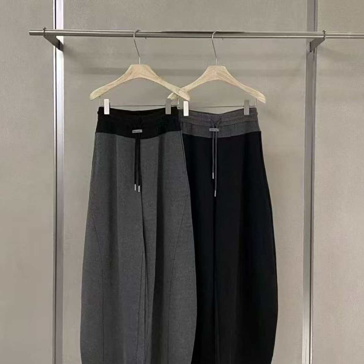 2025冬款加绒休闲拼接弯刀裤洋气百搭裤腿可收口