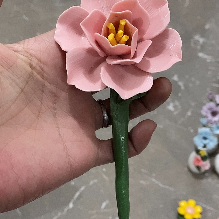 瓷片纯手工陶瓷花摆件瑕