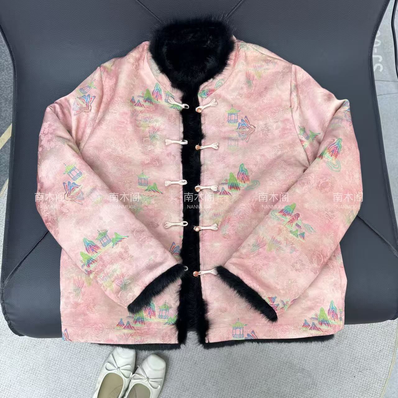 （方寸晚香）冬款新款水貂毛外套香云老料新中式短款上衣百搭双面穿