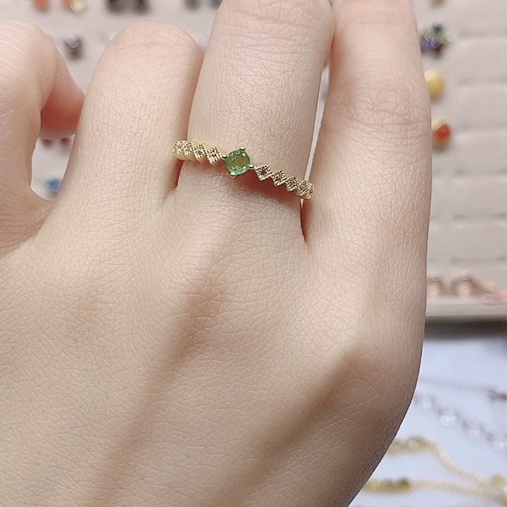 祖母绿戒指银S925镶嵌874