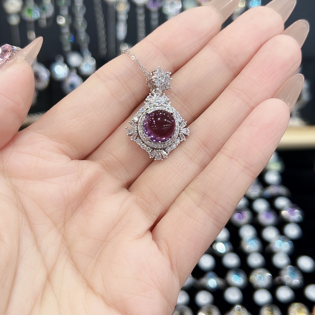 紫晶戒指银S925镶嵌天然