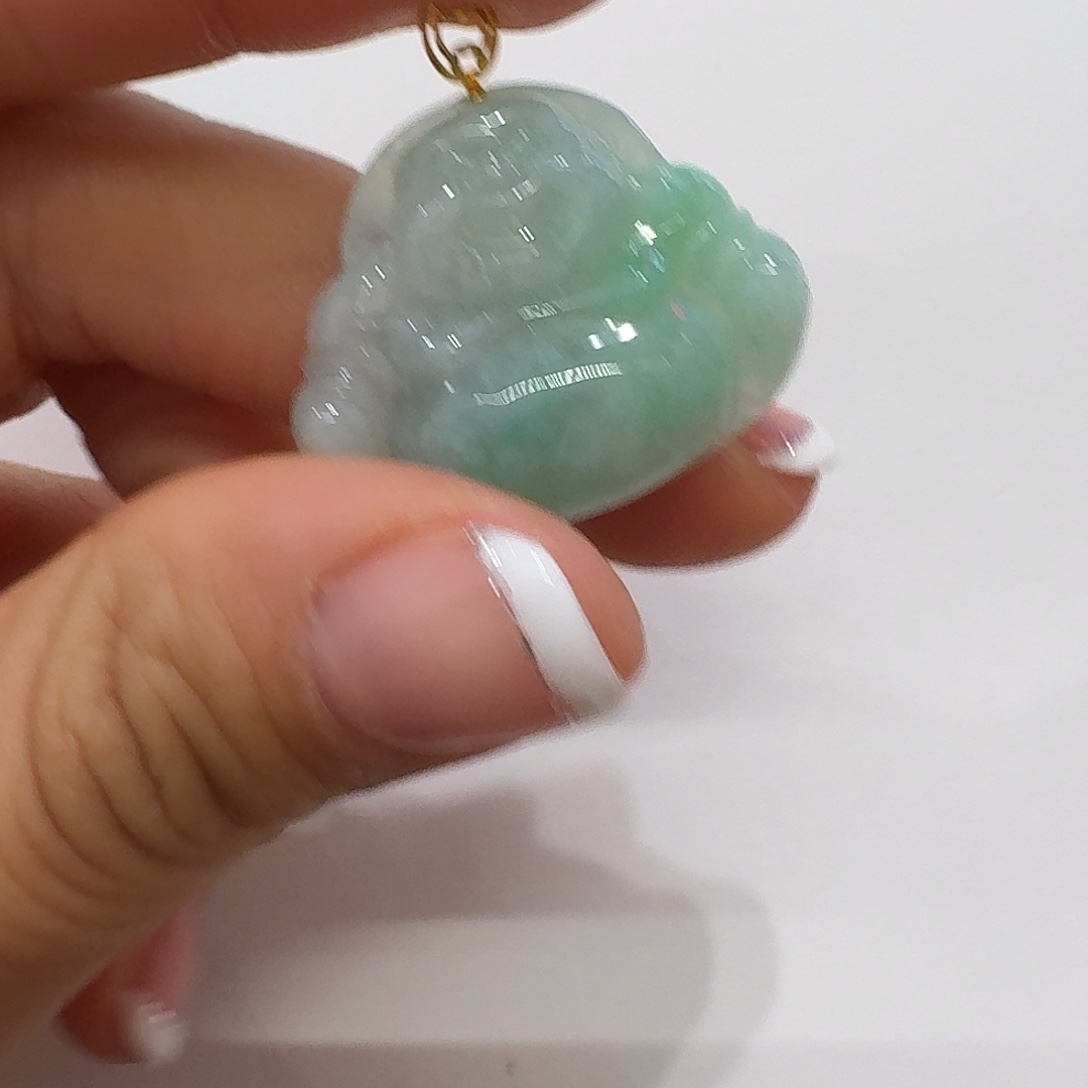 翡翠18K金镶嵌颈饰佛公