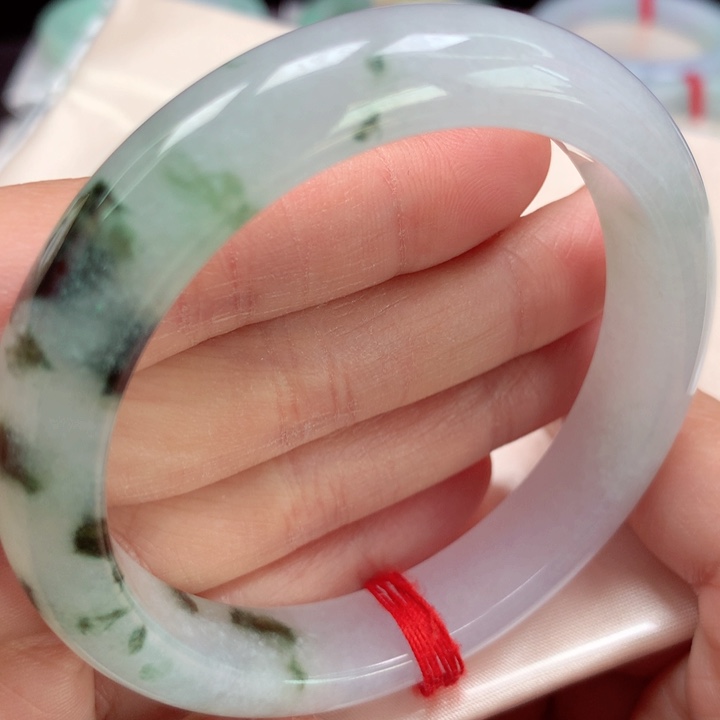 翡翠手镯未镶嵌糯冰底水墨画23