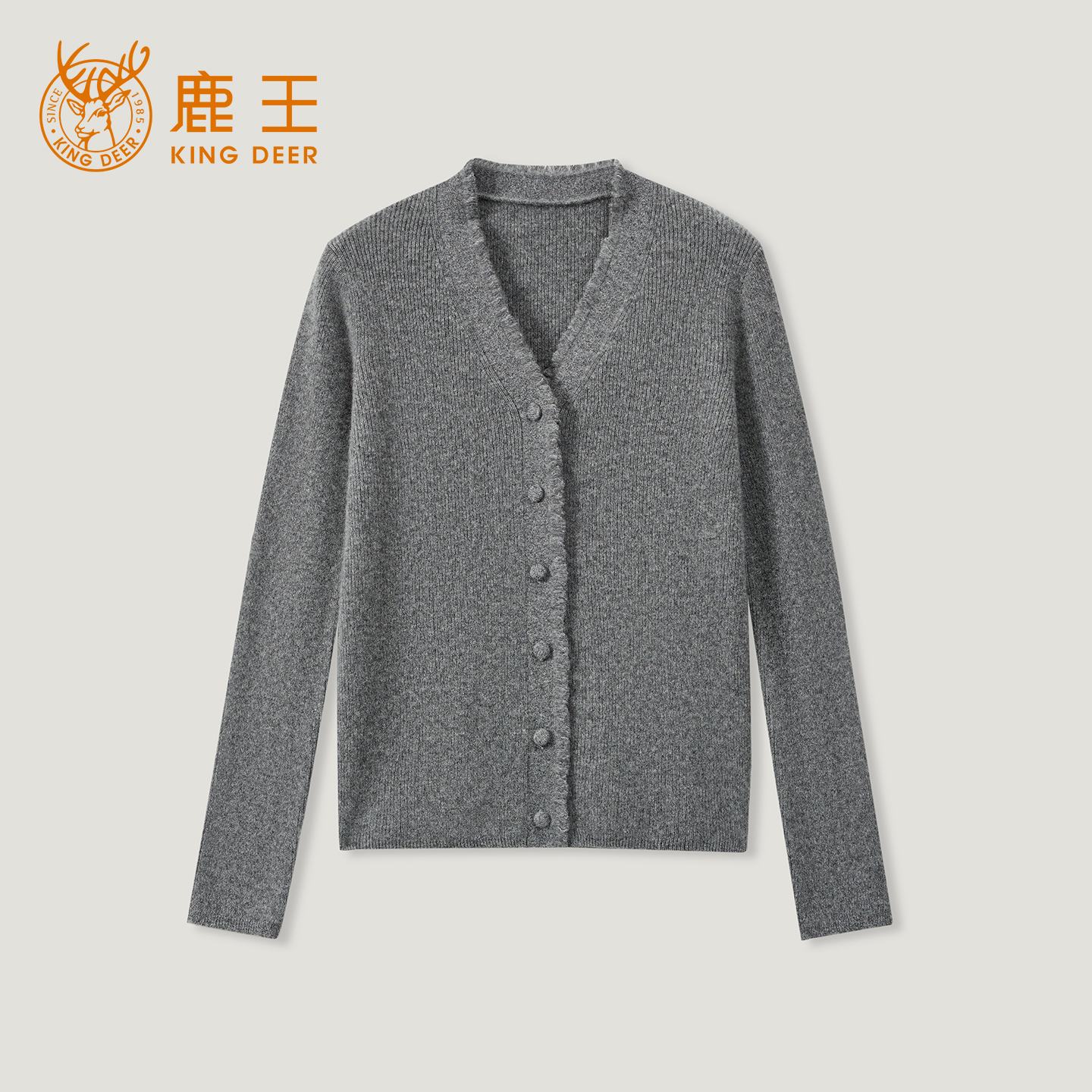 King Deer/鹿王秋冬新款女式v领慵懒休闲羊绒衫L805567