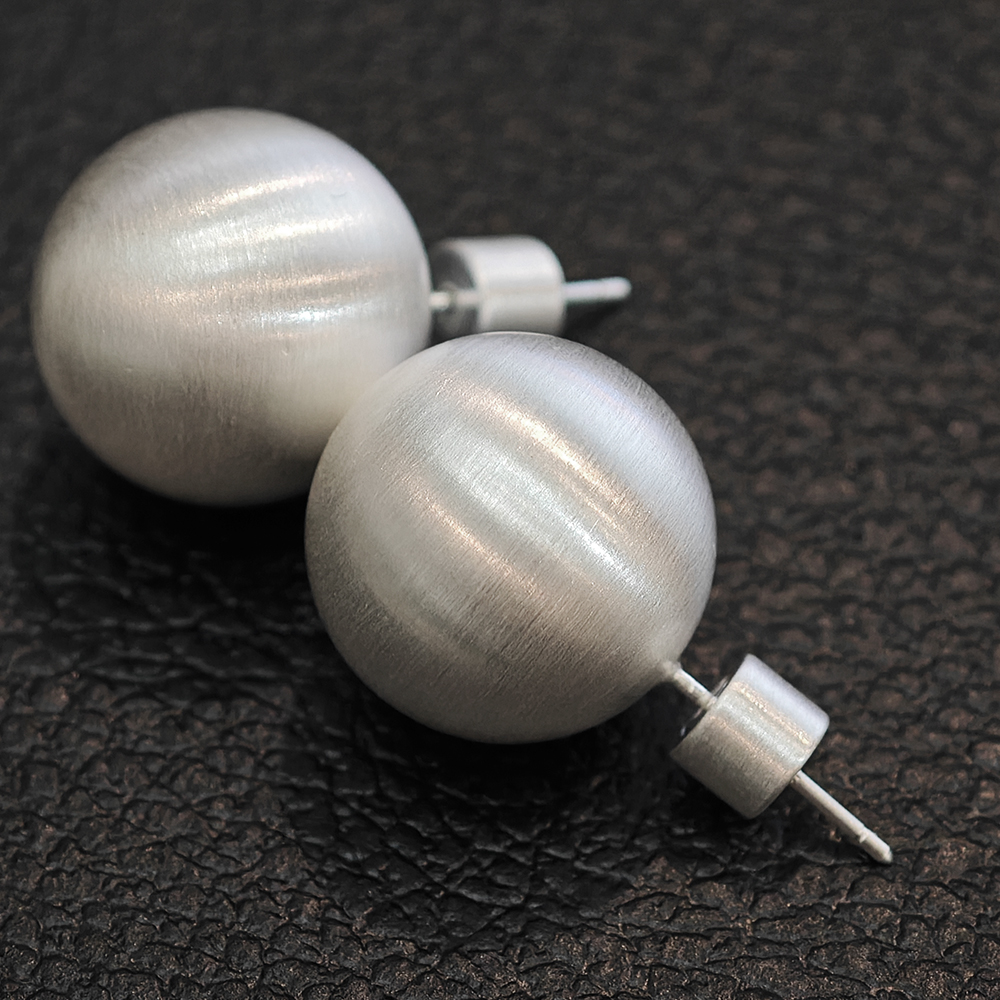 铜合金耳饰 【直播专属】极简圆球拉丝耳钉小众气质磨砂高级N10007