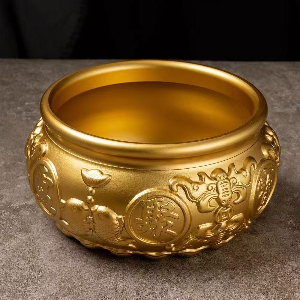 黄铜双鱼聚宝盆【加厚加重14斤】高档家用大号客厅玄关送礼乔迁