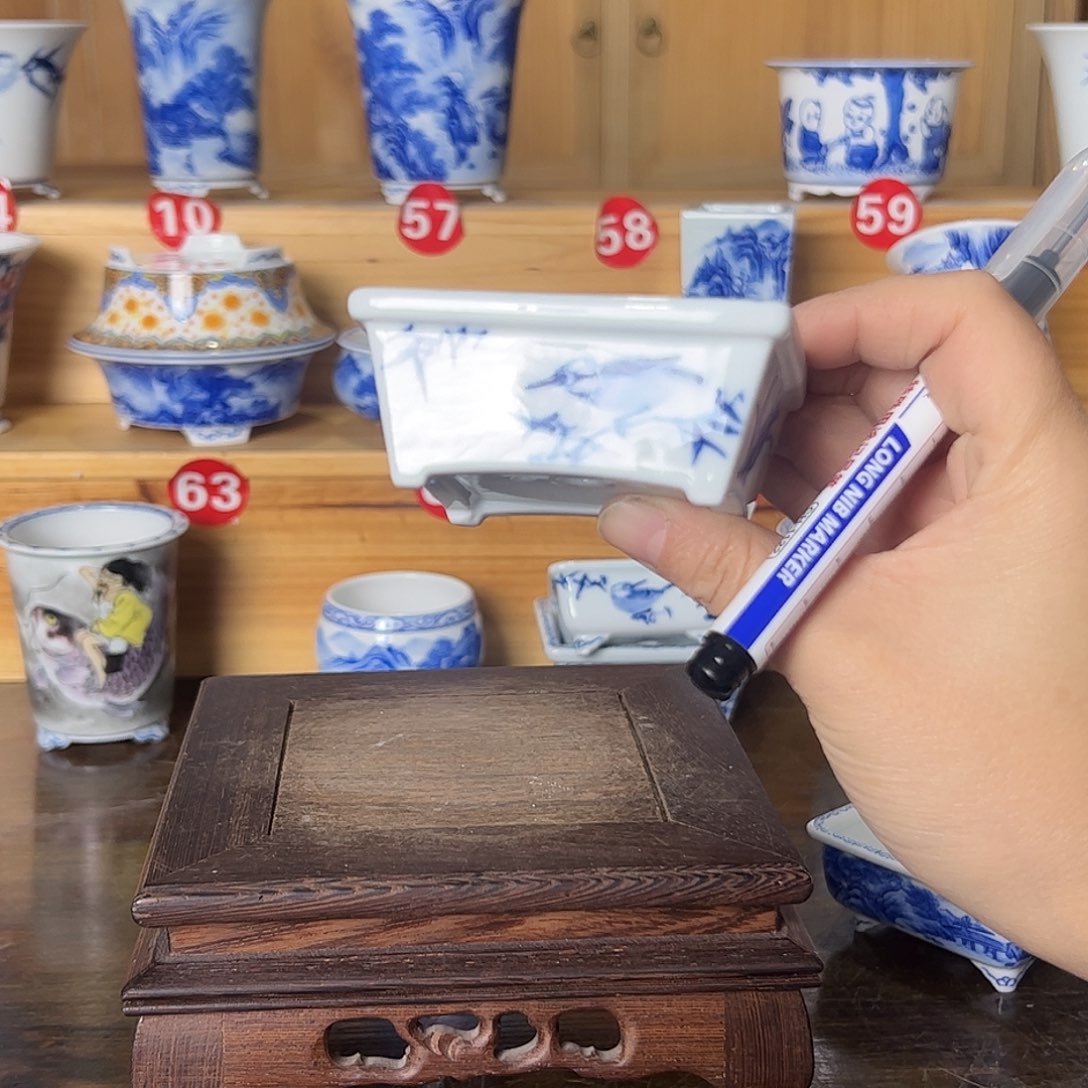 墨奈手绘陶瓷花盆