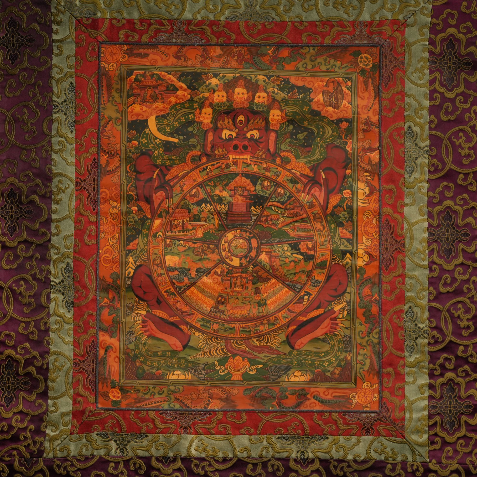 LOT 122705清代 六道轮回图唐卡