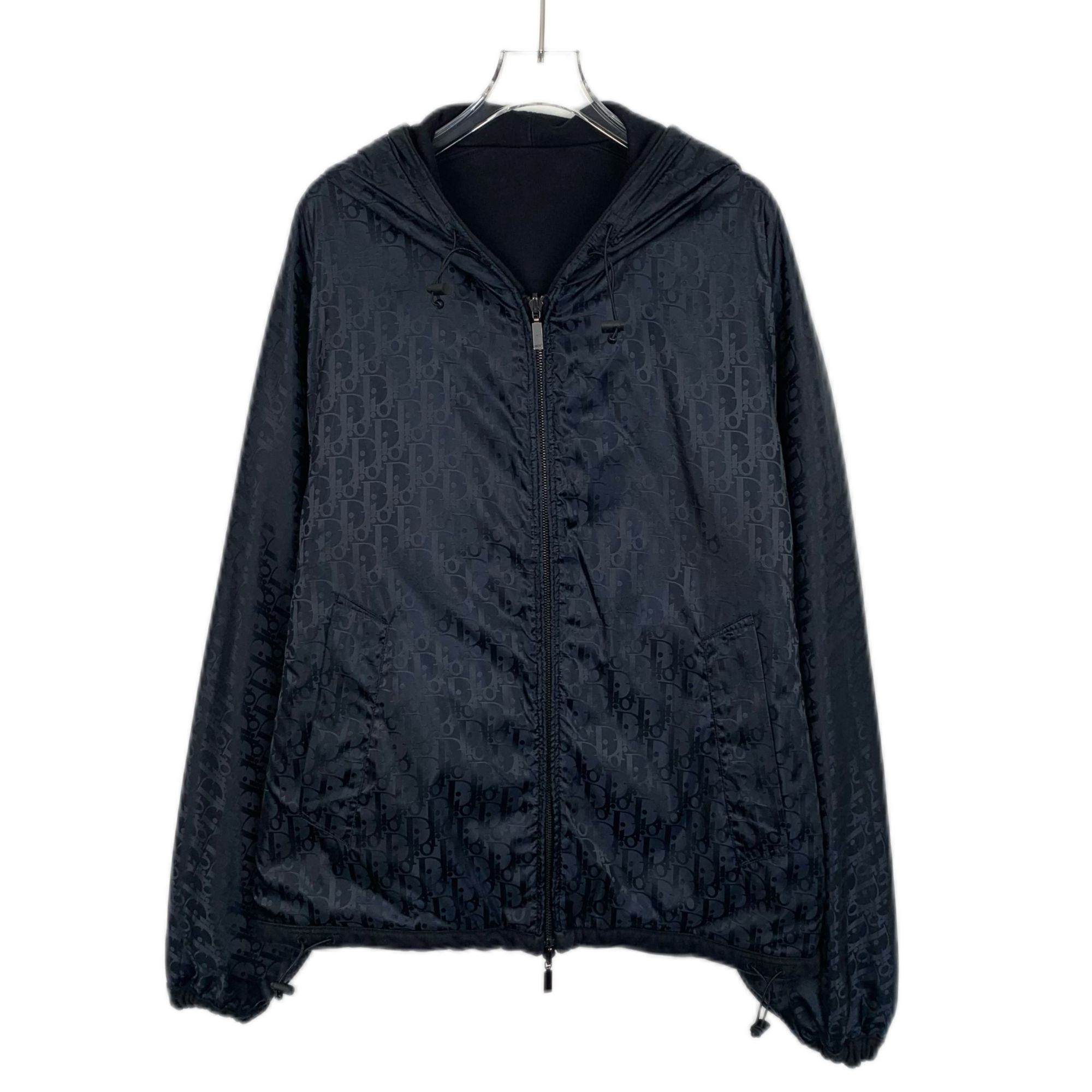 95新 DIOR/迪奥 Q14339 老花暗纹满印双面穿棉质连帽拉链夹克外套