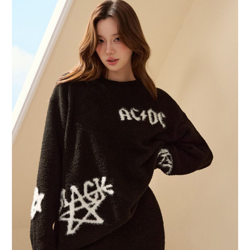 莫里伊【圆领黑色星辰】小众时尚设计可外穿保暖睡衣家居服