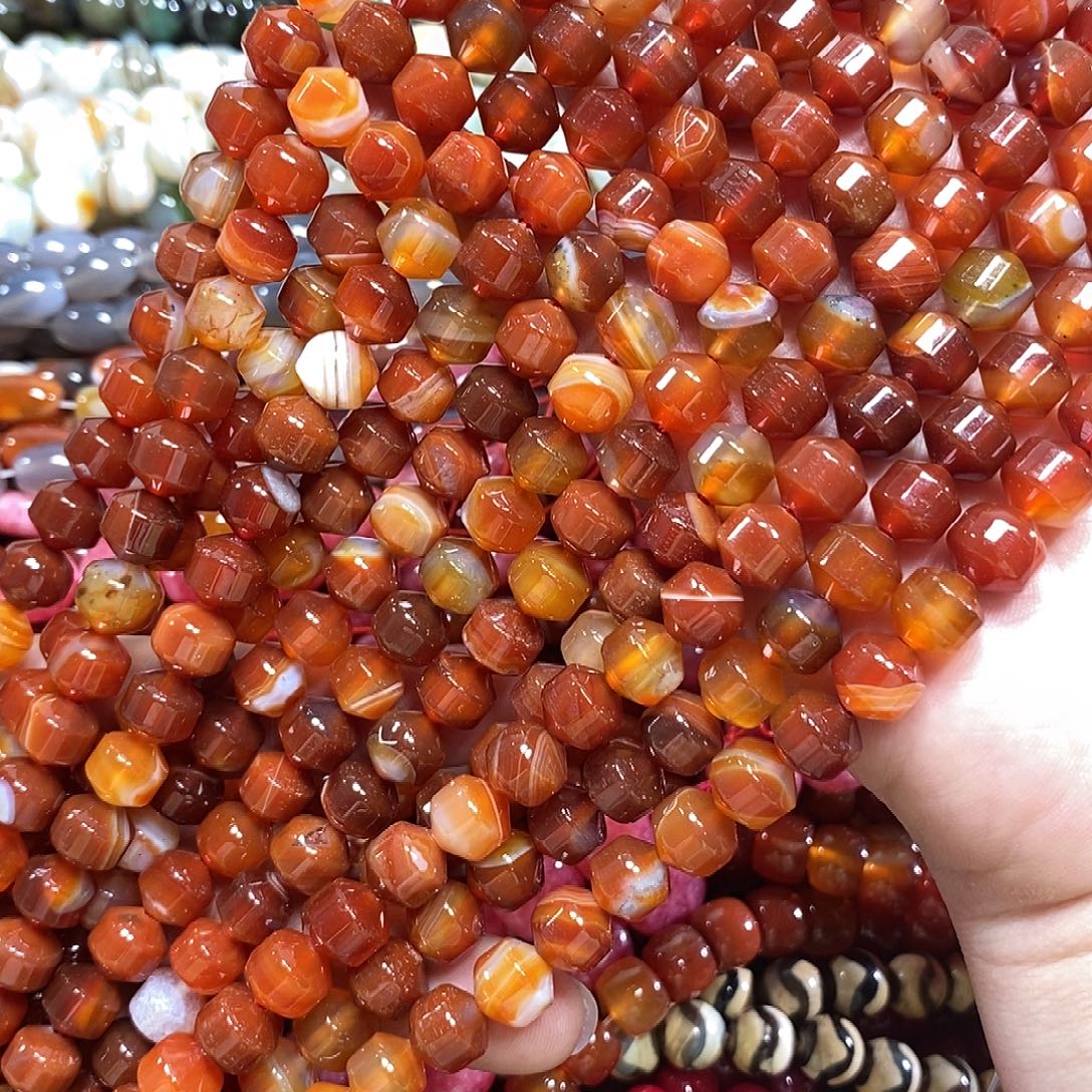 玛瑙/玉髓未镶嵌珠宝半成品红玛瑙路路通一条卡10mm