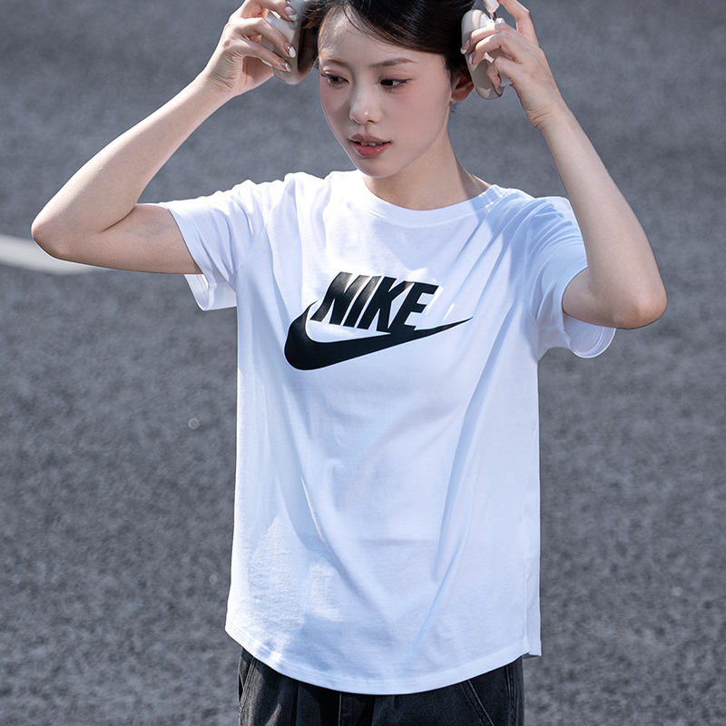 NIKE耐克100%棉短袖女2025新款百搭运动服休闲透气半袖T恤 DX7907