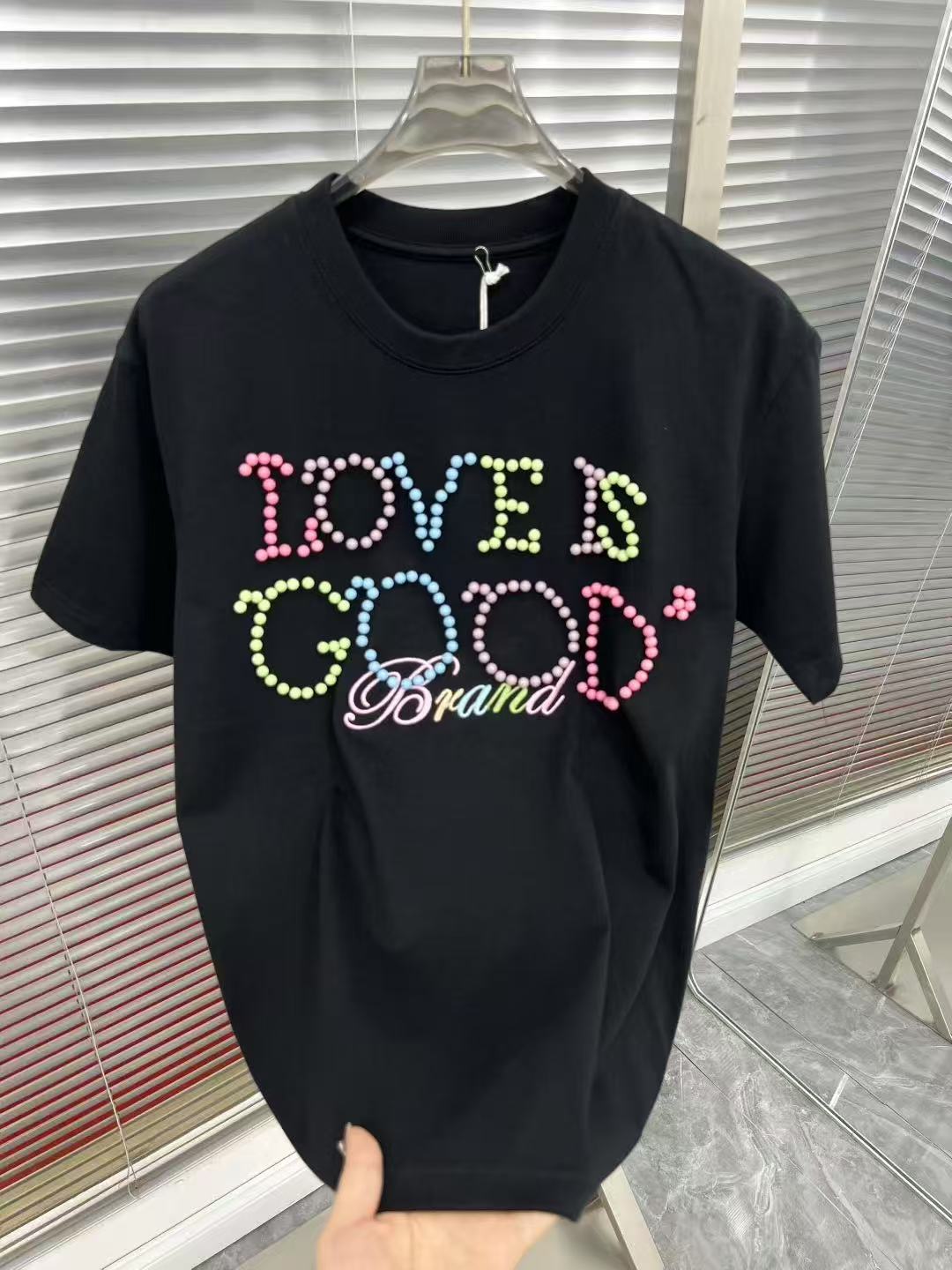 Good潮牌手工穿珠男装短袖T恤圆领休闲时尚百搭宽松