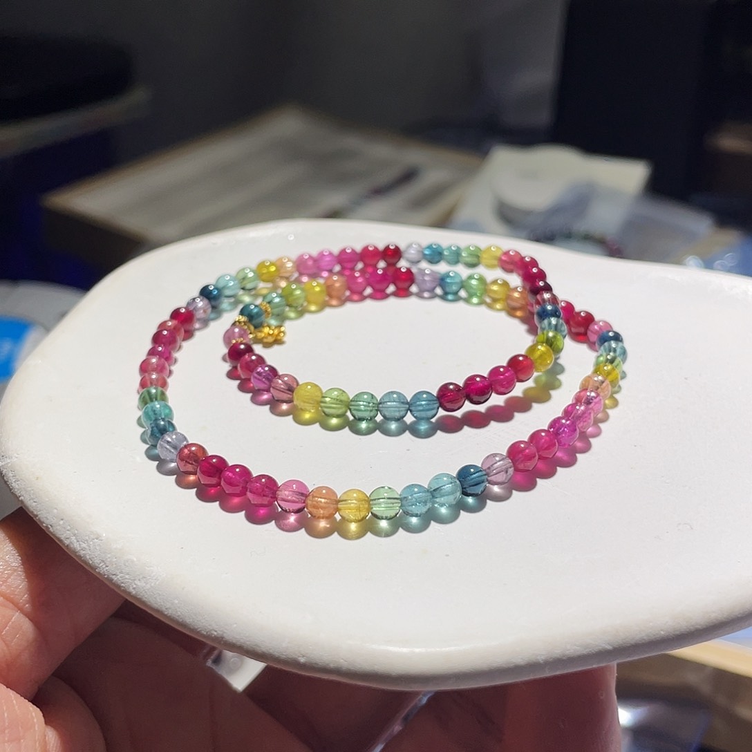 碧玺手链18K金镶嵌双圈碧玺手链