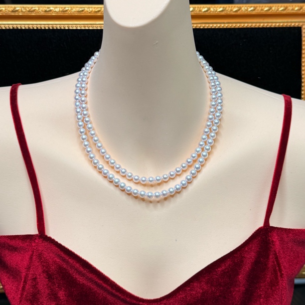 【六六中古】孤品天然海水珍珠双层项链ty1620链长41珠子6-6.5