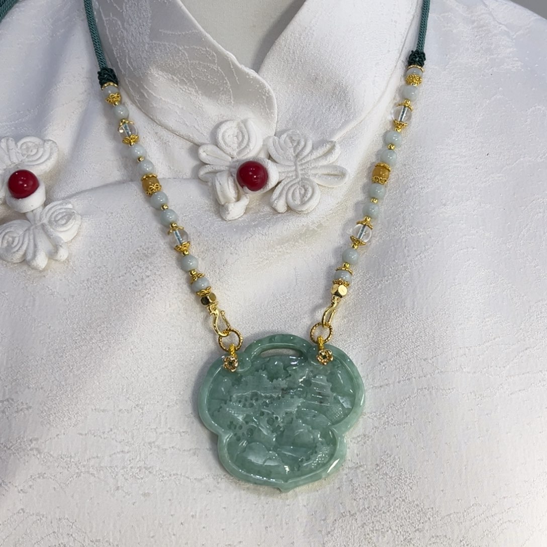 翡翠未镶嵌吊坠(赠链)代编织