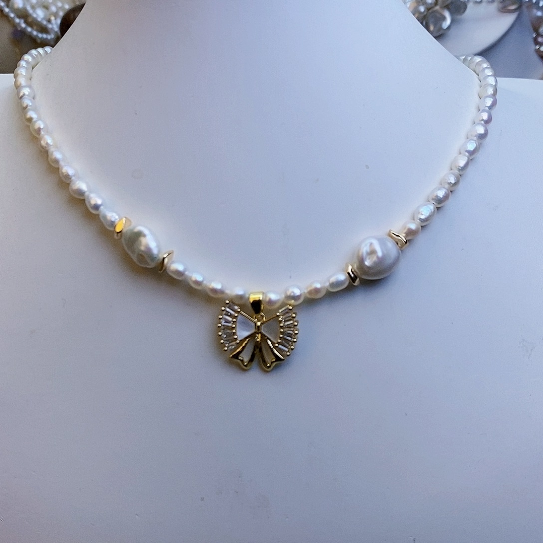 淡水珍珠颈饰银S925镶嵌