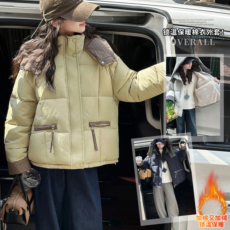 女童秋冬款韩版休闲加绒加厚棉服外套女大童洋气时髦儿童冬装棉衣
