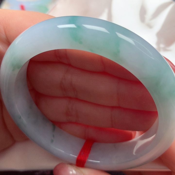 翡翠手镯未镶嵌冰胶蓝花47