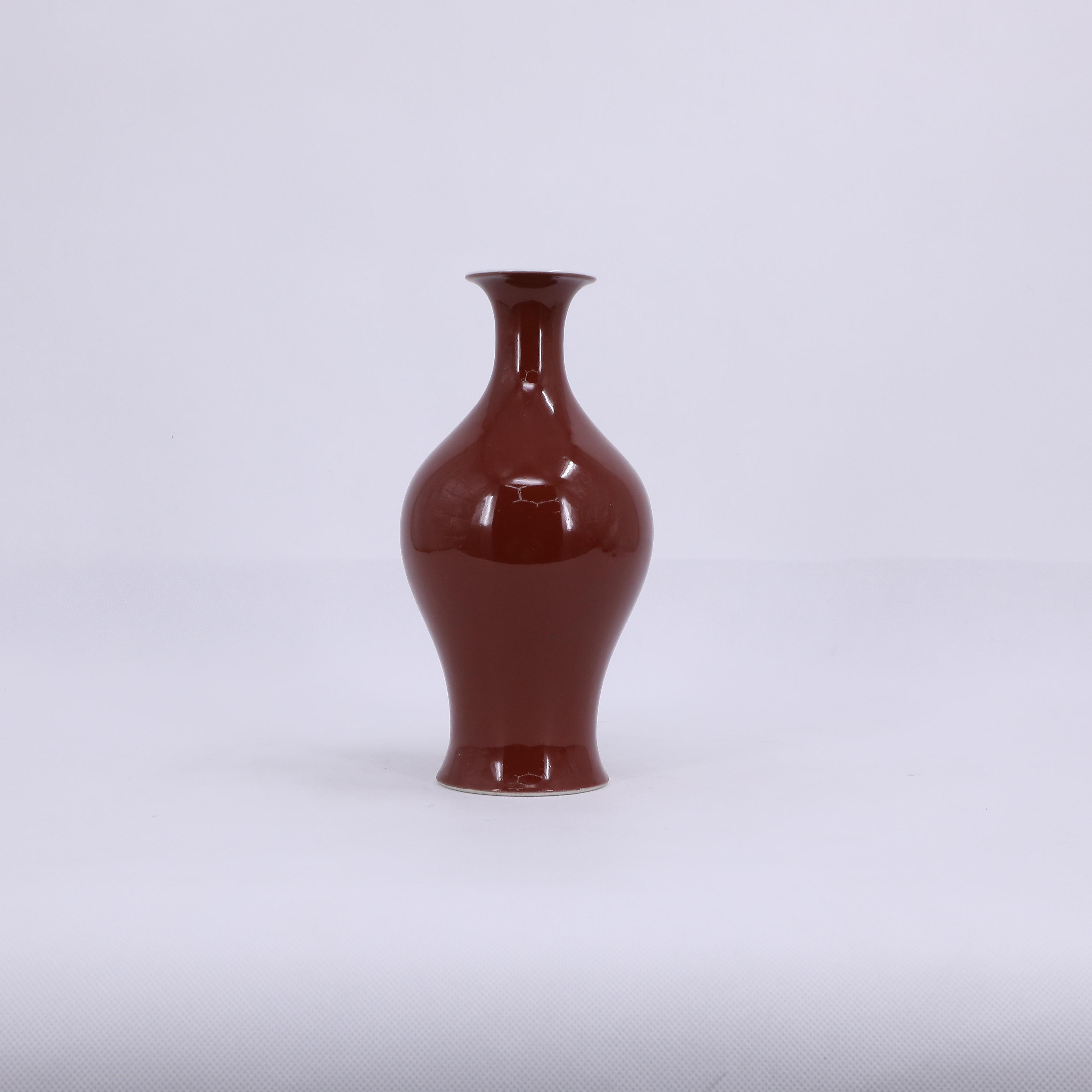 古陶瓷/有瑕疵 祭红釉橄榄瓶LOT1496-S