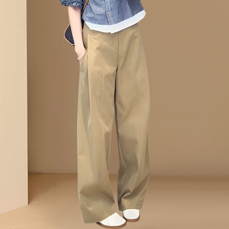 时尚休闲裤女2025春秋新款高腰宽松显瘦简约通勤百搭直筒阔腿裤